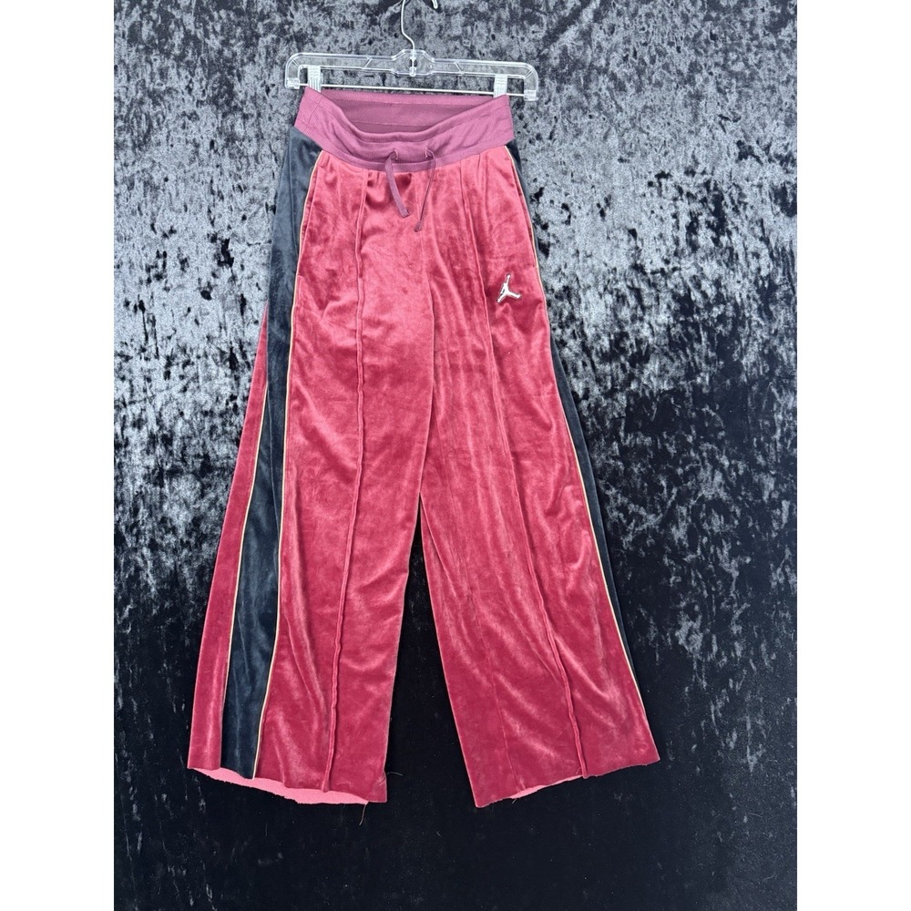 Nike Jordan Flight Velour Wide Leg Lifestyle Pants Womens XS Red Jumpman Logo